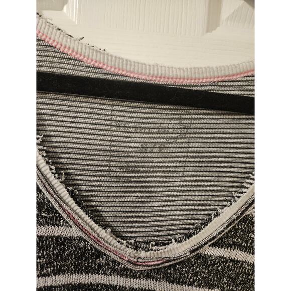 Free People Burnout Stripe Long Sleeve Top Sweater Small Lightweight Slouchy - Picture 2 of 6
